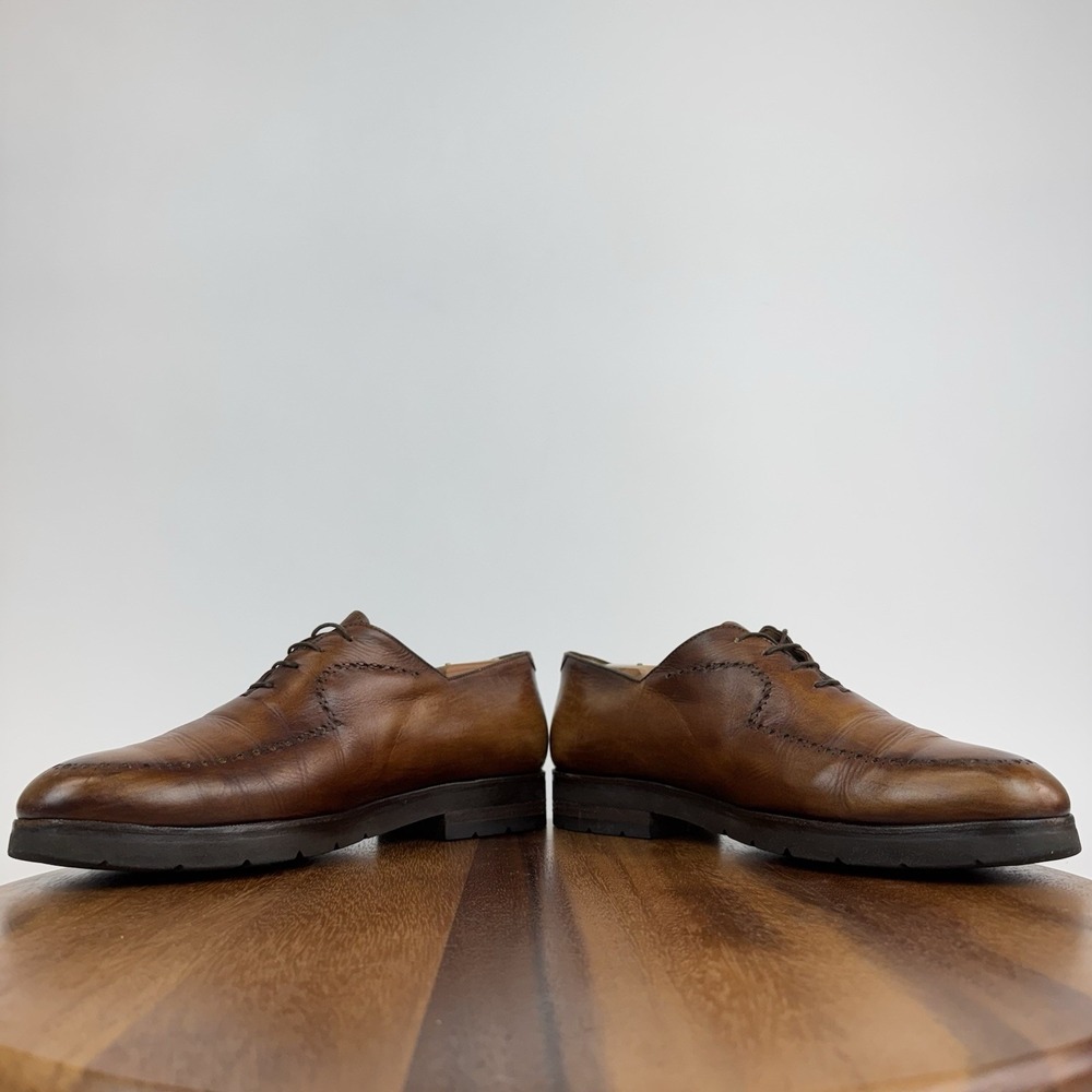 Mens Berluti Brown Burnished Leather Eyelet Dress Shoes Oxfords Size 10.5 D - Picture 5 of 9